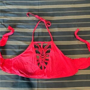 BECCA Hot Pink Strappy Halter Bikini Top